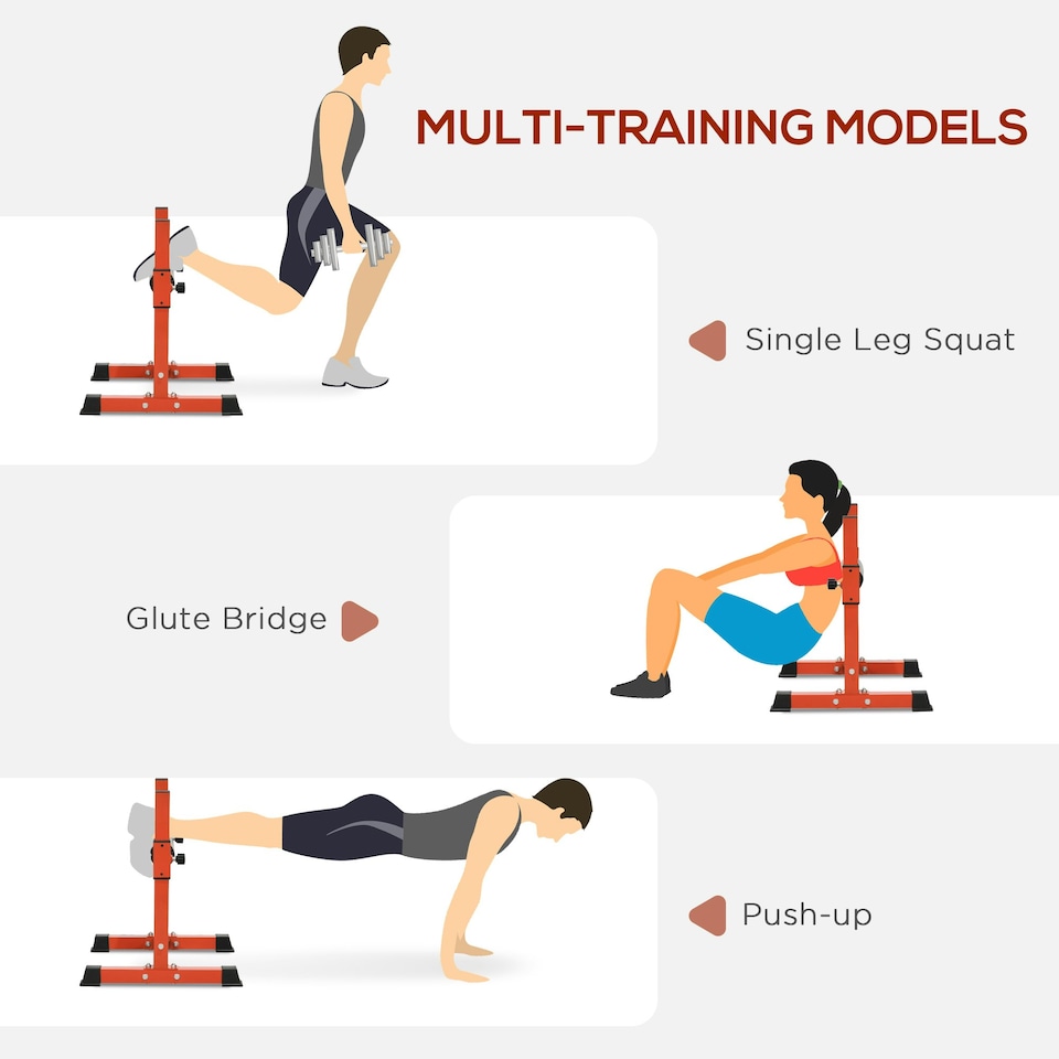 image 1 of SPORTNOW Adjustable Bulgarian Split Squat Stand, Red