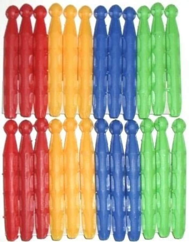 image 1 of Pack of 24 Coloured Plastic Dolly Pegs