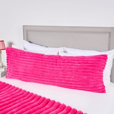 OHS Ribbed Faux Fur Bolster Pillow Soft Maternity Support Cushion | Pink | One Size