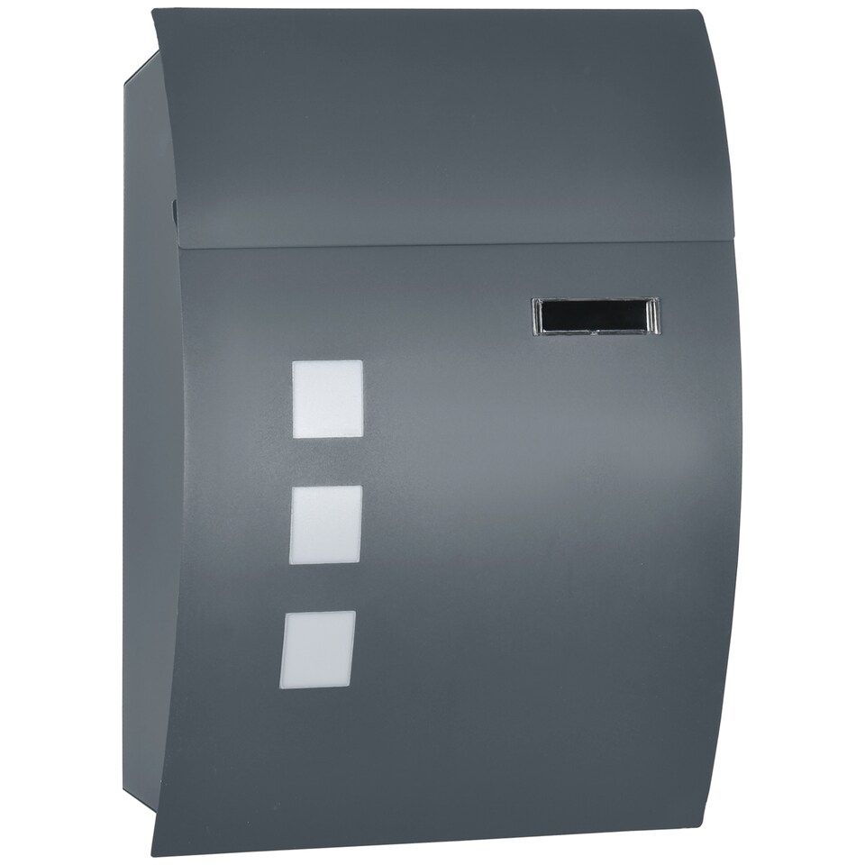 image 1 of HOMCOM Wall Mounted Letter Box, Weatherproof Post Box for Outside Wall, Modern Mailbox with 2 Keys and Nameplate, Anthracite Grey | Grey