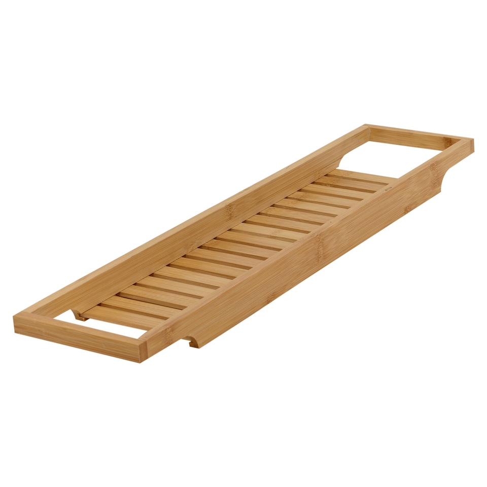 image 1 of Bamboo Bath Tub Caddy Tray Wooden Rack Shelf Organiser