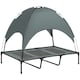 image 1 of PawHut 122cm Elevated Dog Bed Cooling Raised Pet Cot UV Protection Canopy Grey