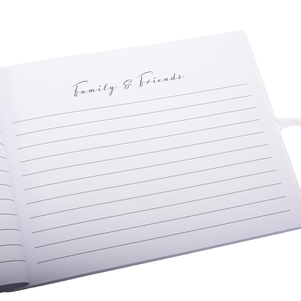 image 1 of Beautiful Ivory Suede Wedding Guest Book Holding 40 Sheets with Gold Hearts