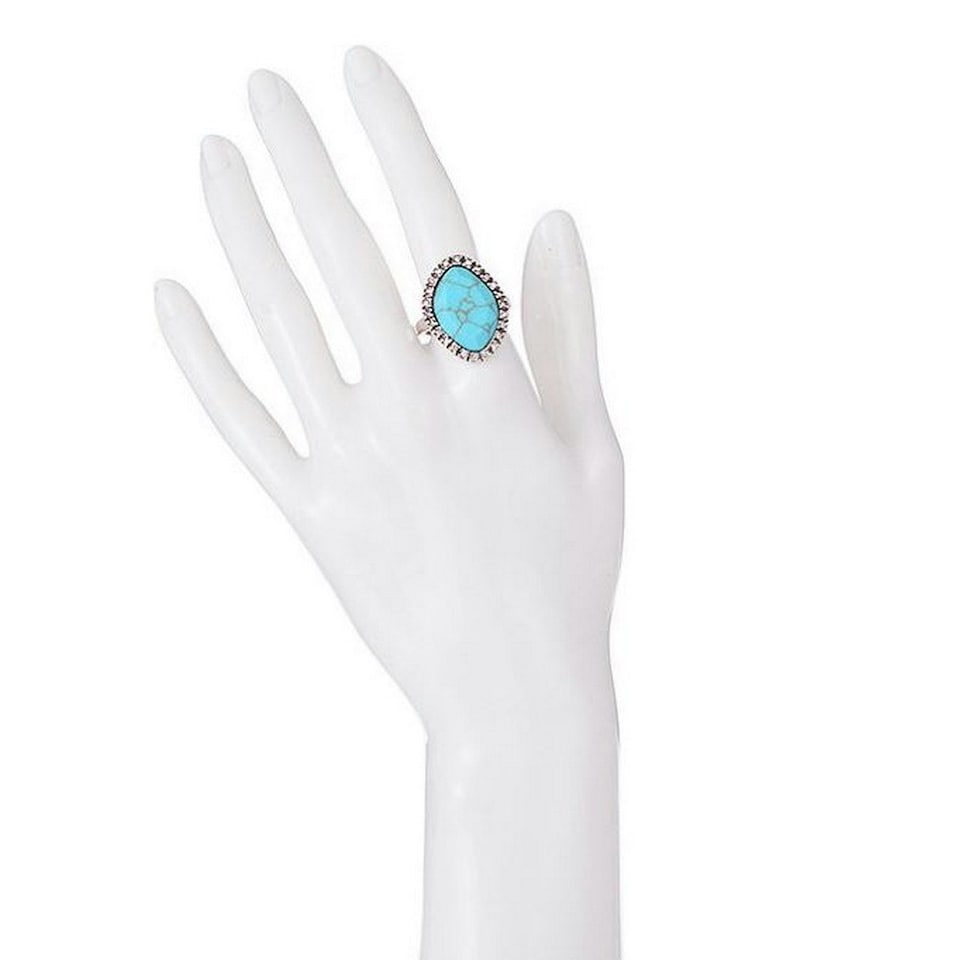 image 1 of Sparkle Womens/Ladies Carved Stone Ring - Blue - M/L