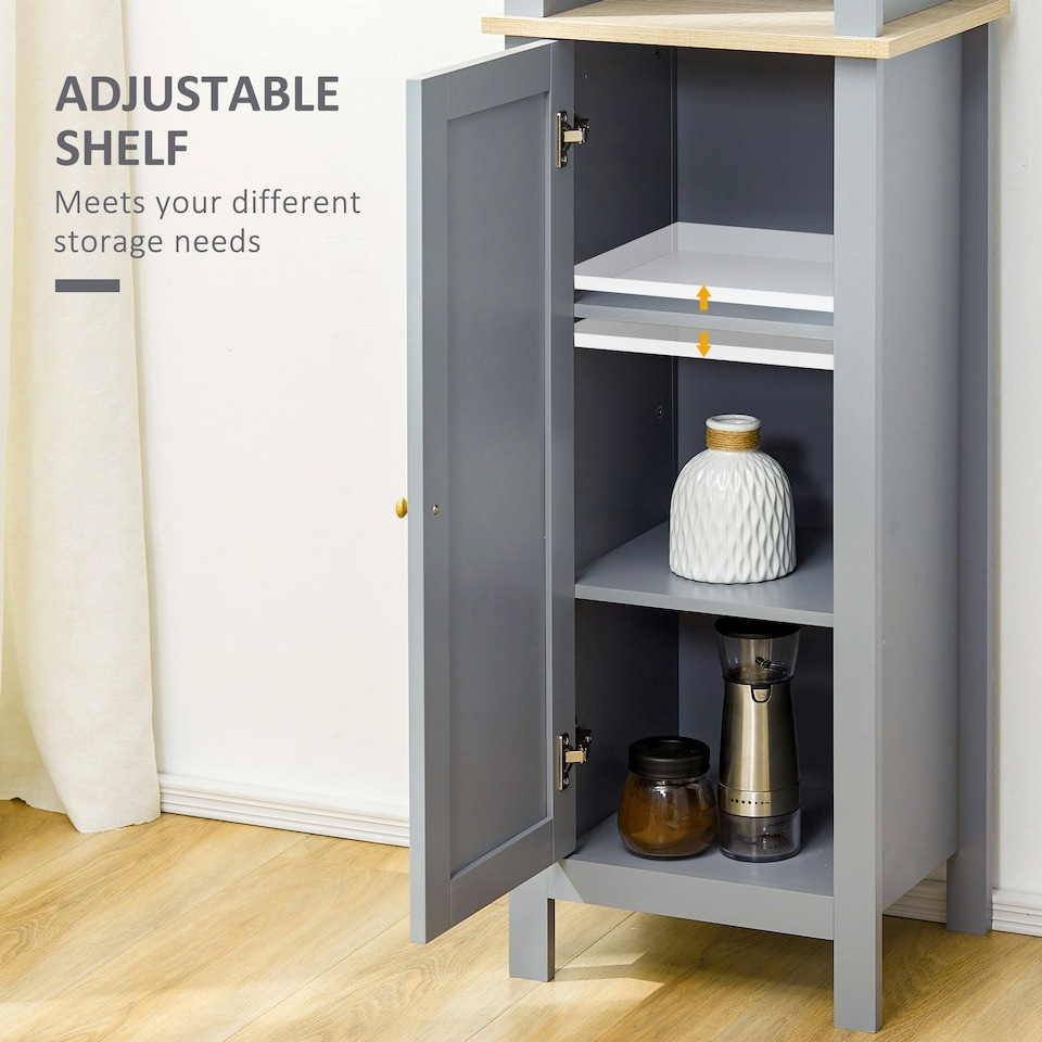 image 1 of kleankin Bathroom Floor Tall Cabinet Storage Unit w/ Cupboard Shelf