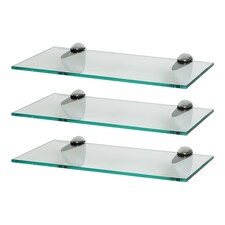 Harbour Housewares Floating Glass Wall Shelves - 40cm - Pack of 3 | Clear | Clear