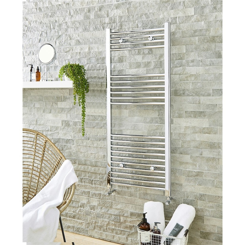 image 1 of 1000mm (H) x 500mm (W) - Vertical STRAIGHT- 22mm - Chrome - Bathroom Towel Rail - (Clifton Rail) -(1.0m x 0.5m)