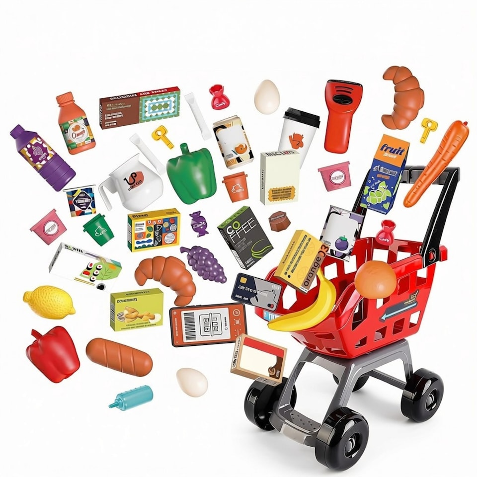 image 1 of 65 PCS Grocery Store Playset Pretend Supermarket Playset