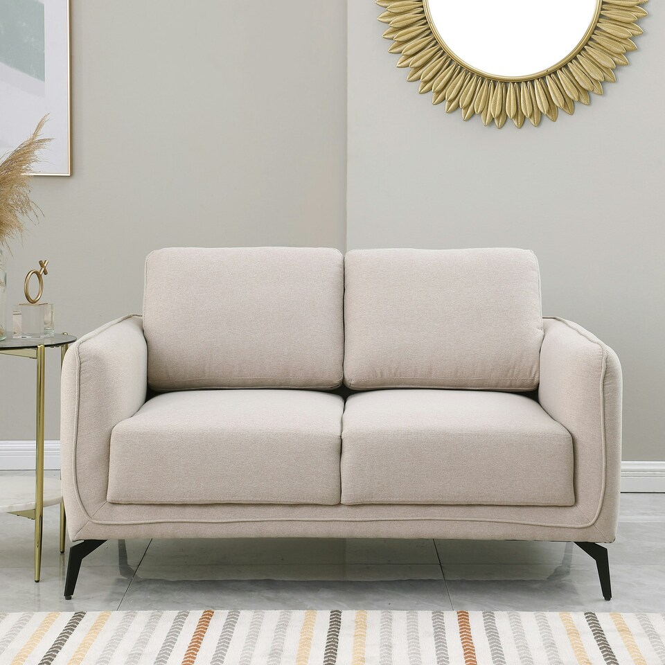 image 1 of Oslo Modern Scandi Style Fabric Living Room 2 Seater Sofa (Beige)