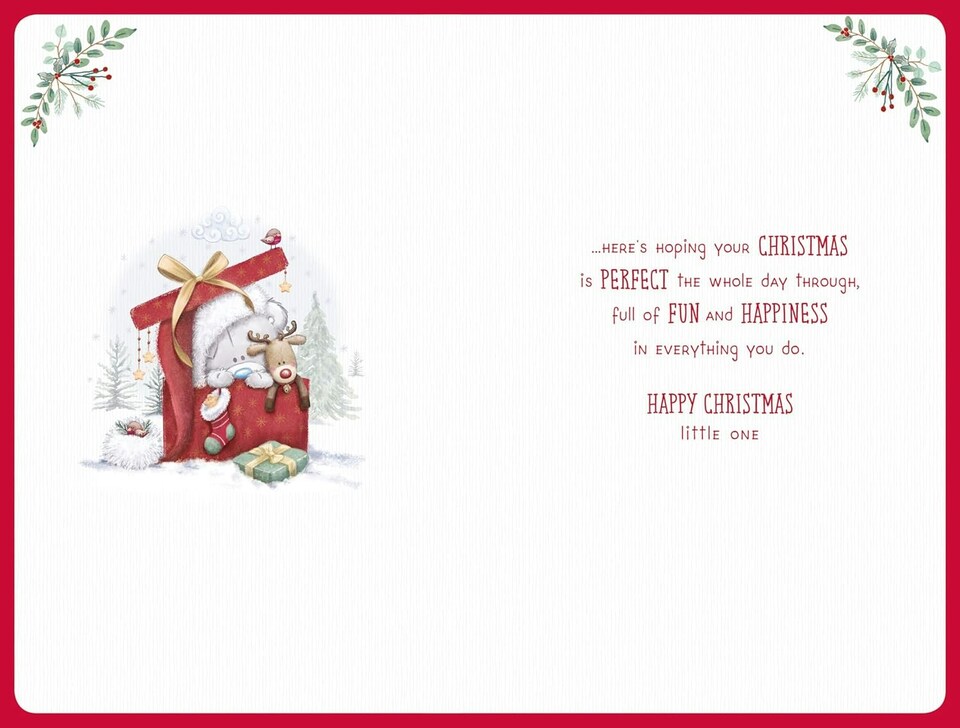 image 1 of Bear In Sleigh Baby Girl First Christmas Card