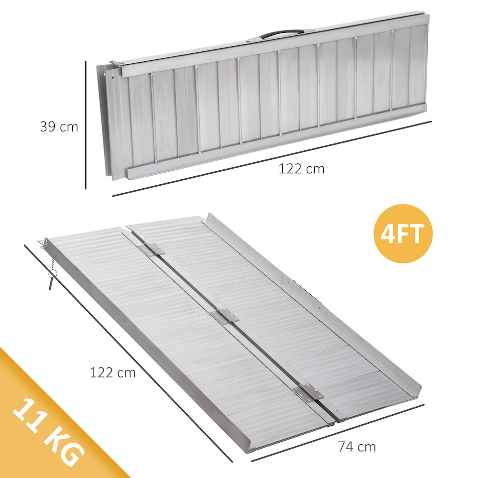 image 1 of HOMCOM 4ft Aluminium Folding Wheelchair Ramp Equipment Mobility Suitcase