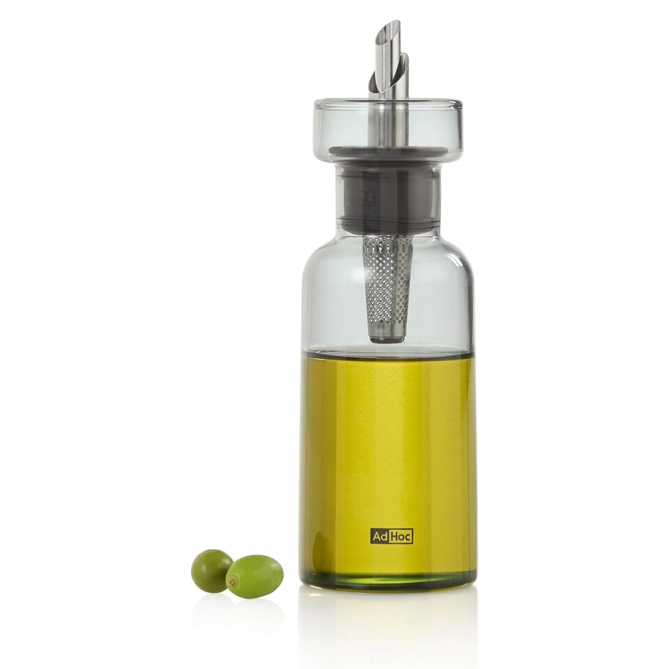 image 1 of AdHoc AromaPour Glass Oil /  Vinegar Dispenser Bottle 120ml - Clear/Grey