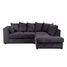 Rivoli L Shape Corner Sofa in Jumbo Cord - Left Hand Facing Chaise Black