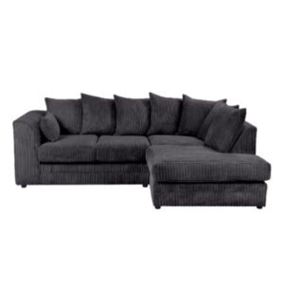 image 1 of Rivoli L Shape Corner Sofa in Jumbo Cord - Left Hand Facing Chaise Black
