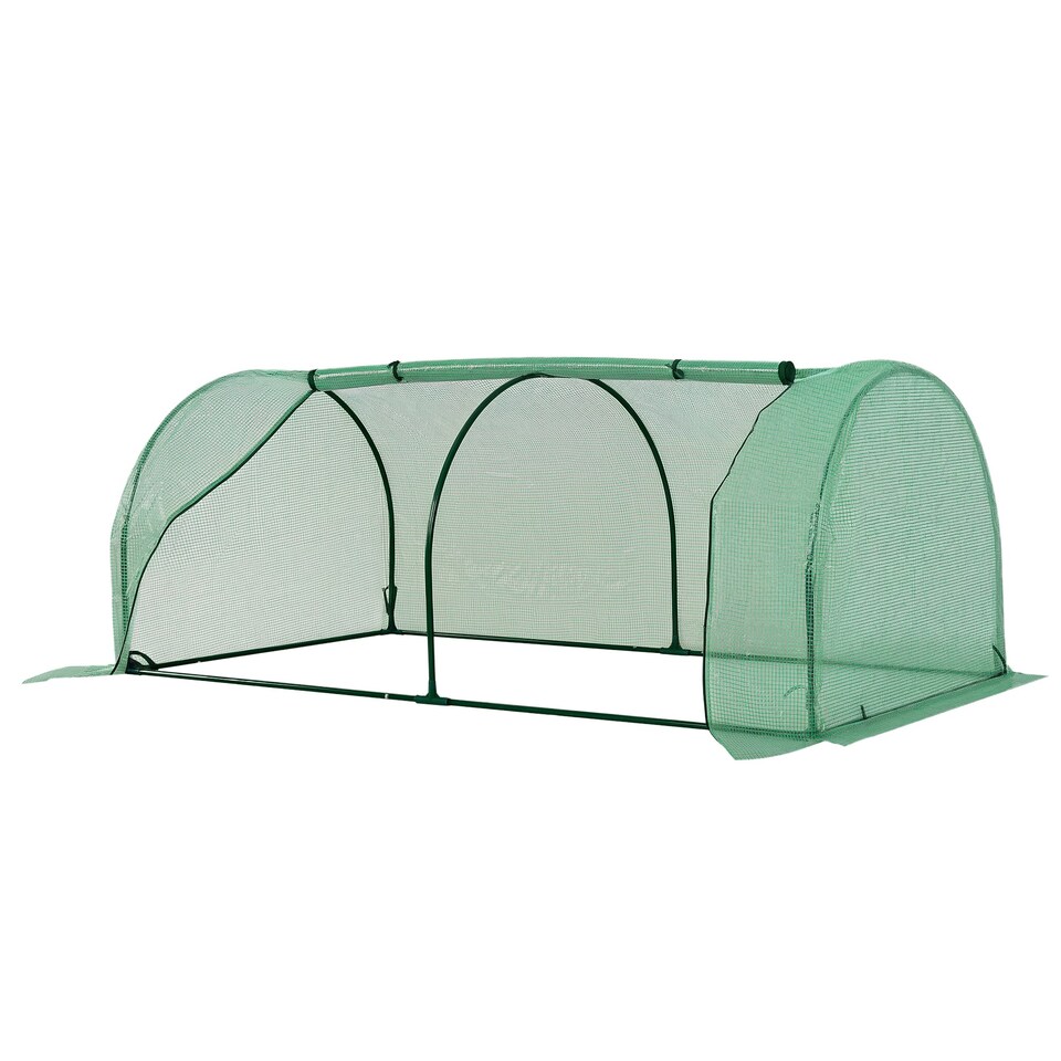 image 1 of Outsunny Tunnel Greenhouse Grow House Steel Frame PE Green 200x100x80 cm