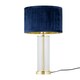 image 2 of Set of 2 Aura - Satin Brass Lamps with Navy Blue Pleated Velvet Shades Bronze | Blue