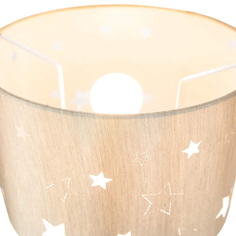 image 1 of Contemporary Beige Linen Childrens/Kids Pendant/Lamp Shade with Laser Cut Stars | Cream | Beige | 1