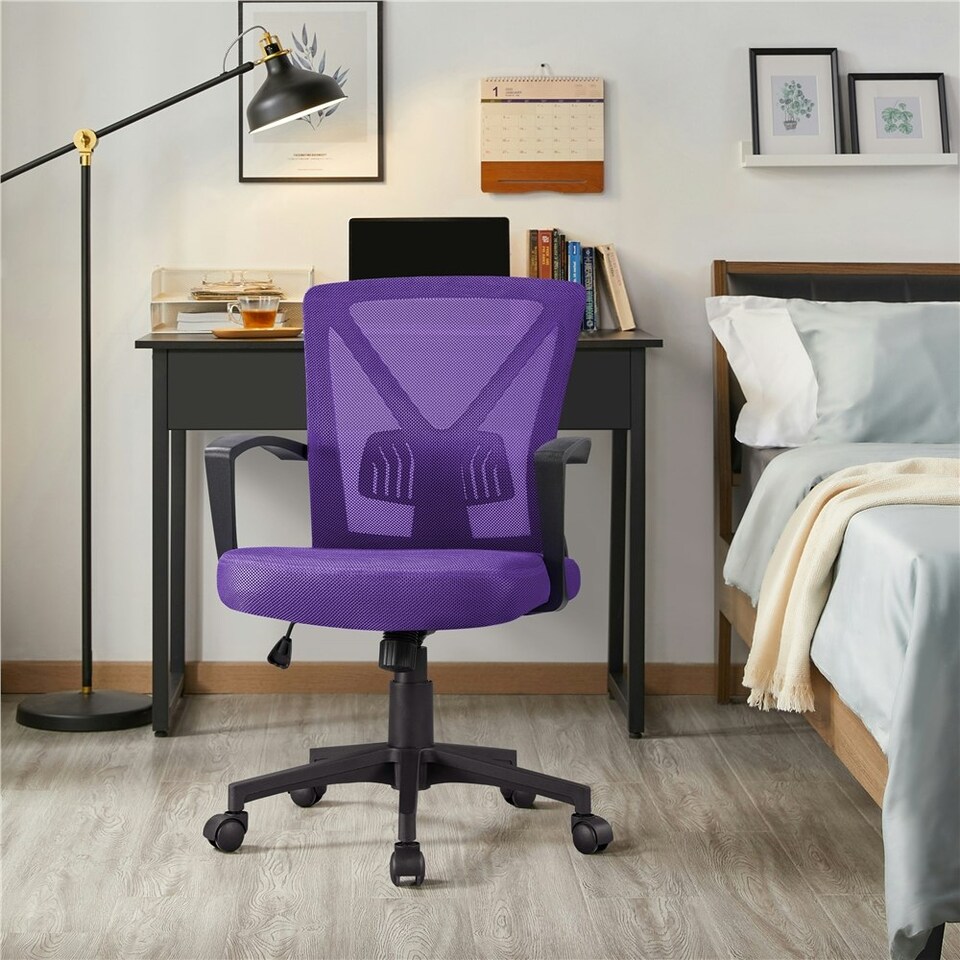 image 1 of Yaheetech Adjustable Computer Chair Study Chair with Mid Back Purple