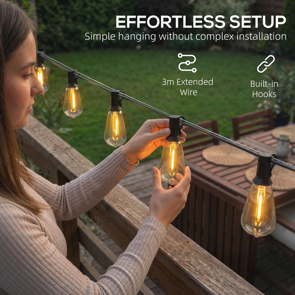 image 1 of HOMCOM 50 LED Curtain Lights, IP44 Waterproof Fairy Curtain Lights, Warm White