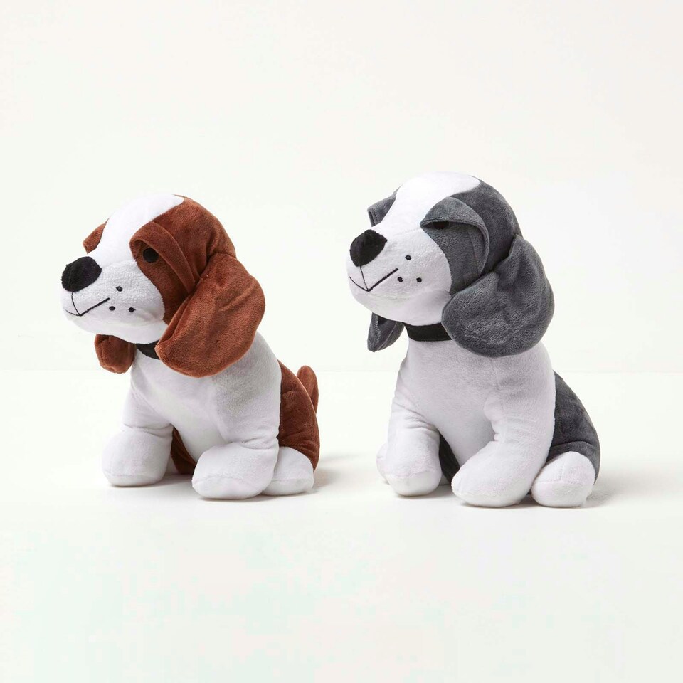 image 1 of Homescapes Set of 2 Brown and Grey Dog Doorstops