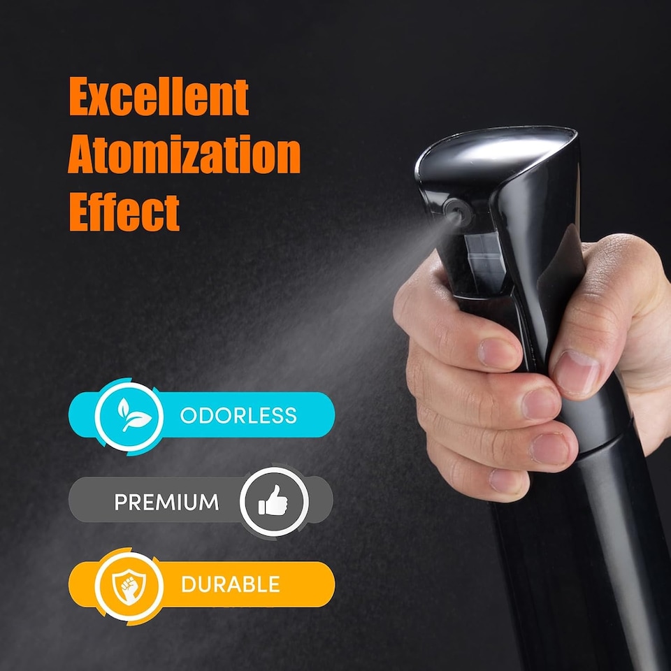 image 1 of Dyzi Continuous Mist Spray Bottle 200ml Ultra-Fine Refillable Black
