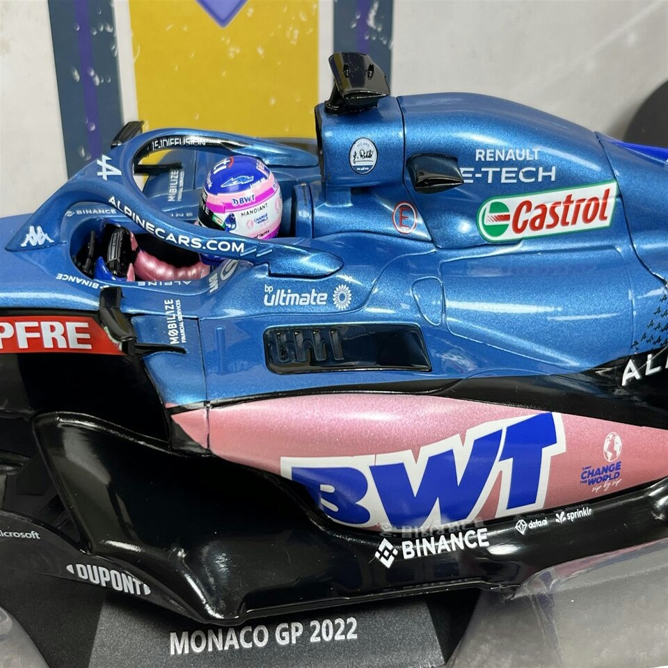image 1 of Fernando Alonso #14 Alpine A522 Monaco GP 2022 1:18 Scale Solido 1808803