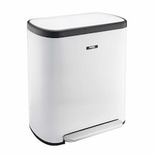 Cooks Professional Recycle Bin 60L with Single Pedal, Dual Compartments & Soft Close Lid | White