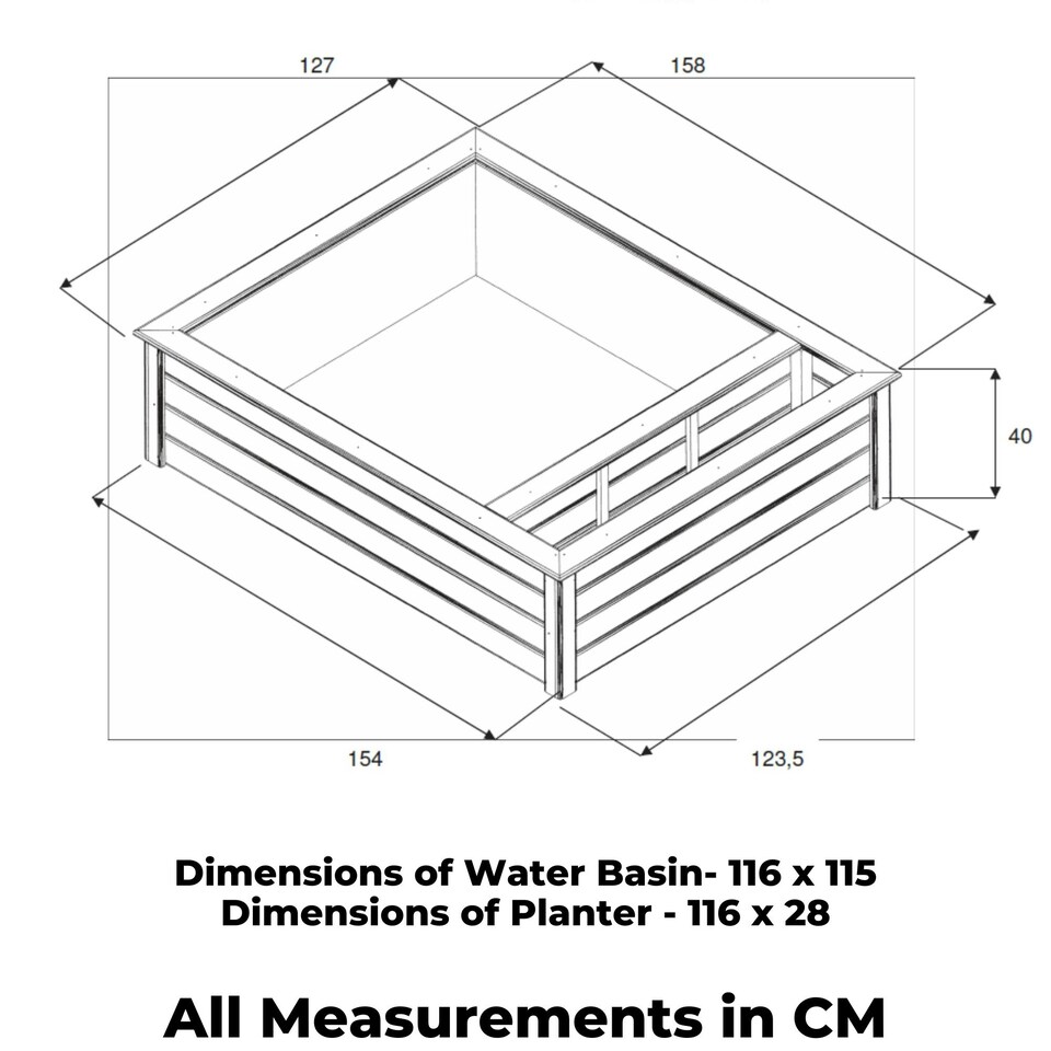 image 1 of Raised Square Garden Solar Pond kit with Planting Zone