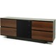 image 7 of Centurion Supports AVITUS ULTRA Remote Friendly BeamThru Gloss Black with 4-Walnut Drawers 32"-65" Flat Screen TV Cabinet Black