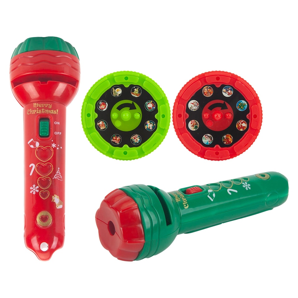image 1 of vfm-estore Christmas Projector Torch 16 Patterns, Red and Green, 11 x 3.5 cm