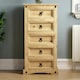 image 4 of Vida Designs Corona 5 Drawer Narrow Chest of Drawers Bedroom Storage, Solid Pine Wood