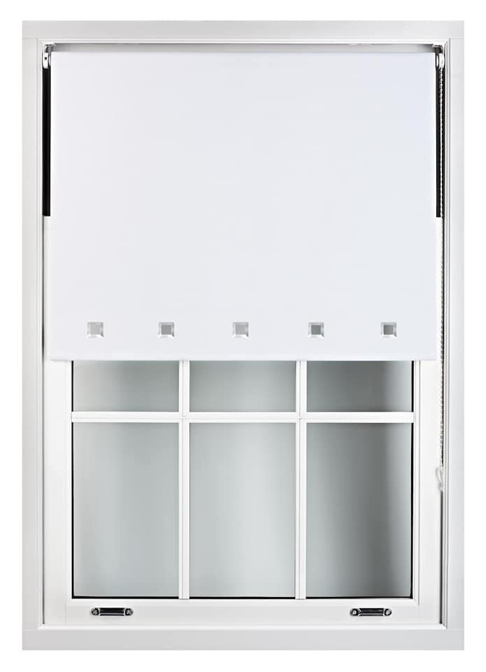 image 1 of Cut to Size Blackout Roller Blind with Square Eyelets | Custom Fit Window Blind by Furnished