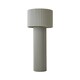 image 4 of ValueLights Lenny Stone Grey Drum Lamp Shade Ribbed Fabric Midi Floor Lamp with LED Bulb Grey