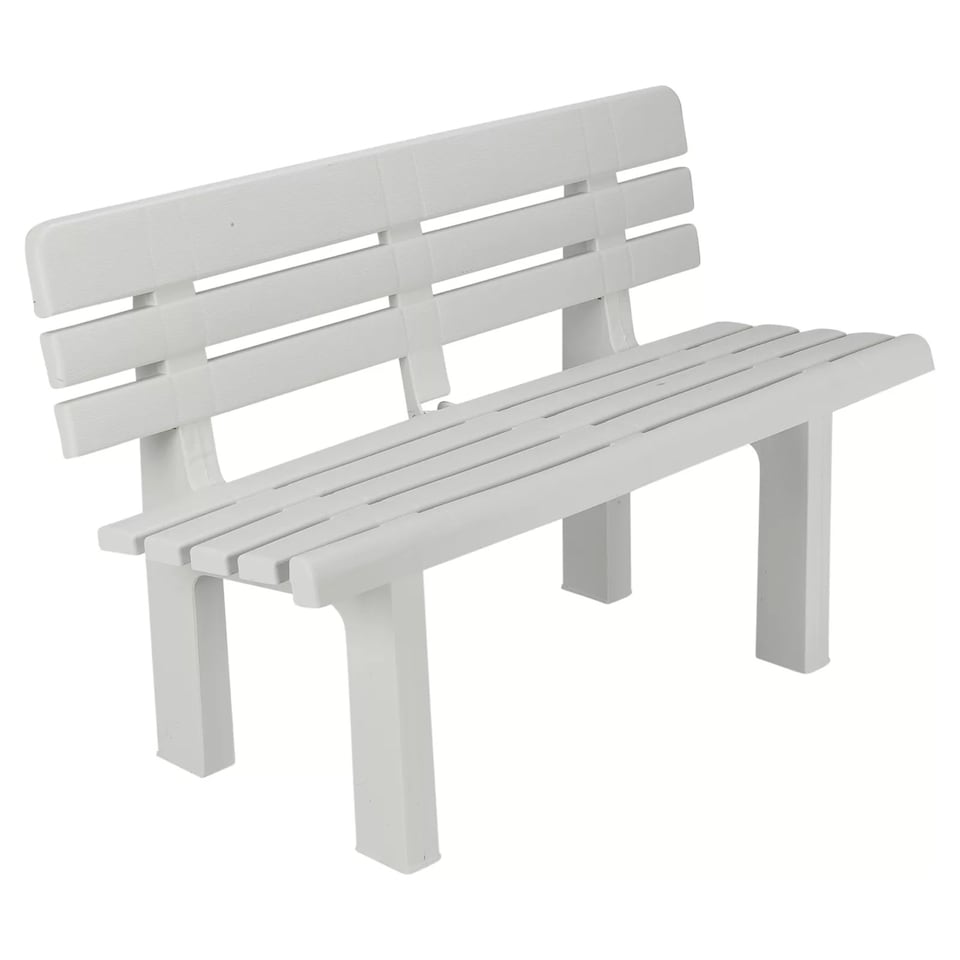 image 1 of 2 Seater Plastic Garden Bench Weather Resistant Waterproof Outdoor Furniture | White | White