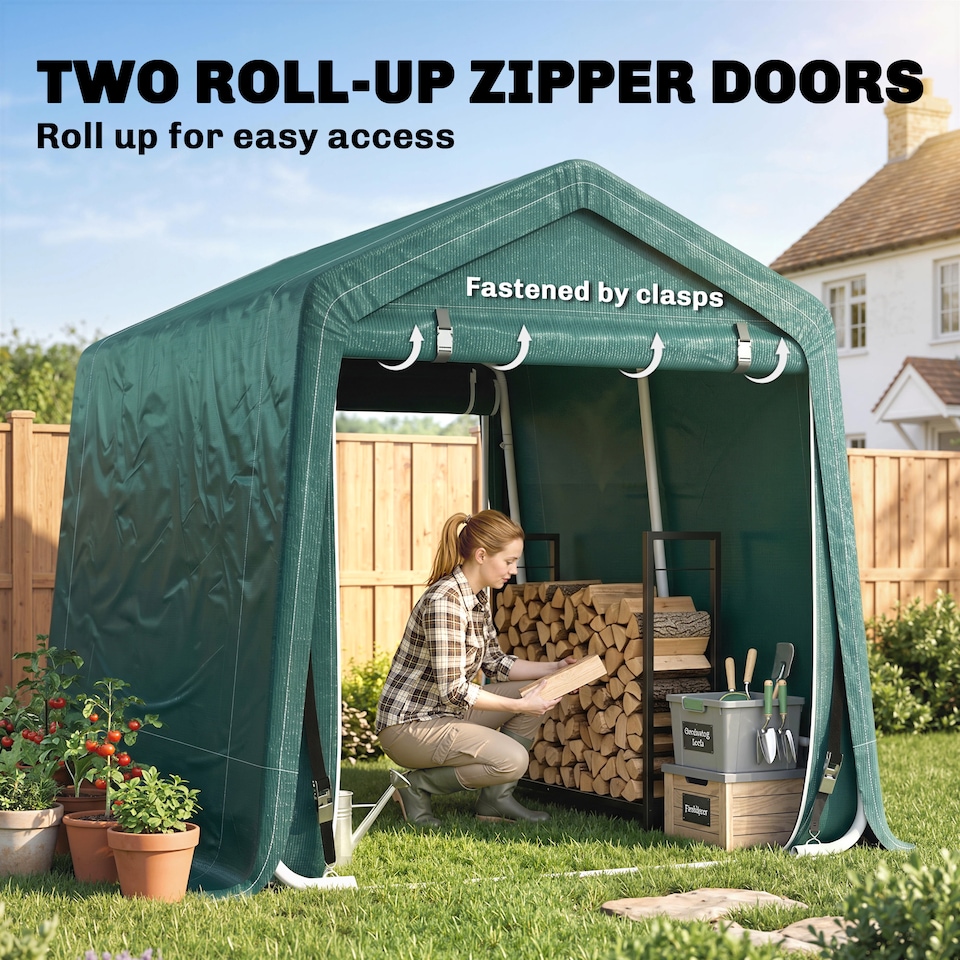 image 1 of Outsunny Outdoor Garden Storage Shed Waterproof Bike Tent w/ Zipper Doors