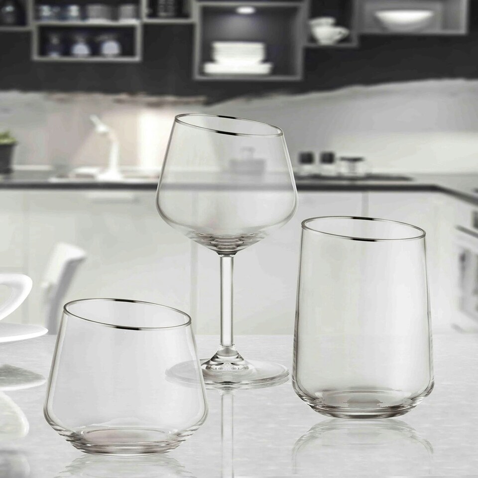 image 1 of Gina Collection Silver Slanted Highball Glasses (Set of 6)
