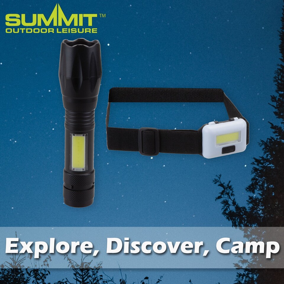 image 1 of vfm-estore Torch Set 3W Focus Beam Head Light USB Rechargeable, 3–4 hr Charge