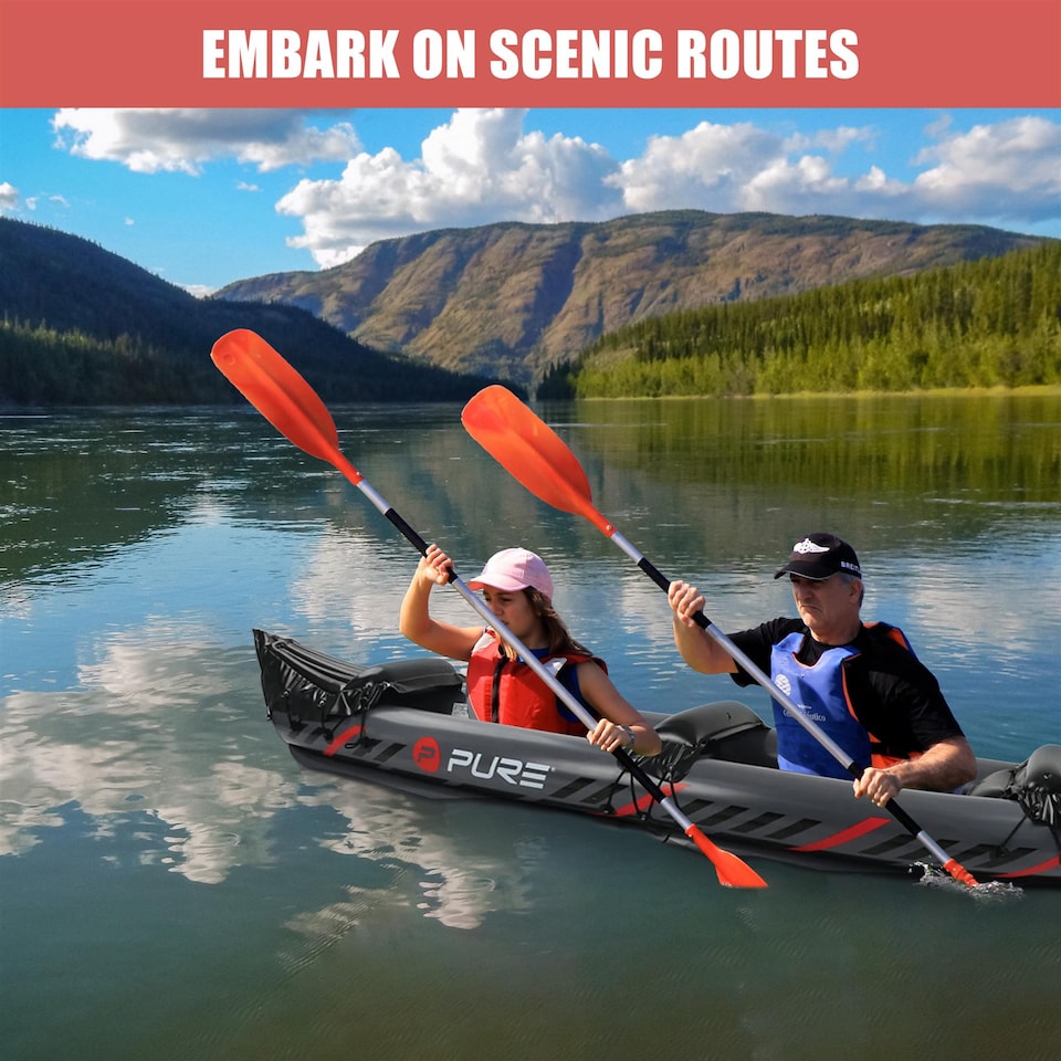 image 1 of GEEZY Inflatable Kayak Two-Person Boat with Paddle Black