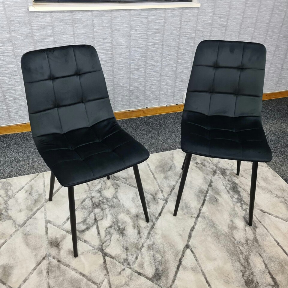 image 1 of Dining Chairs Set of 2 Black Velvet Kitchen Chairs Black