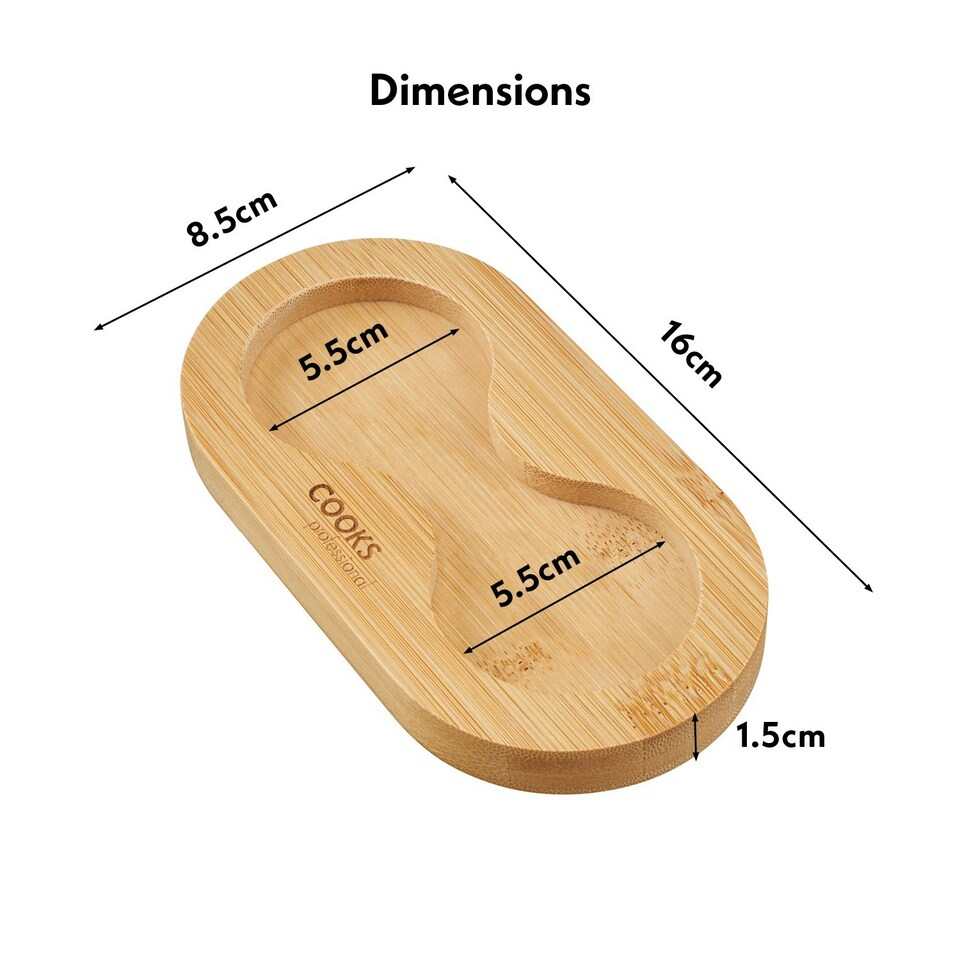 image 1 of Cooks Professional | Bamboo Salt and Pepper Mill Tray | Bamboo Wood Holder