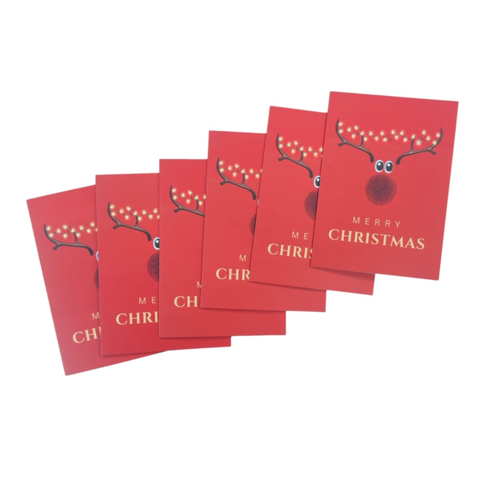 image 1 of Pack of 20 Reindeer Small Blank Christmas Cards with Envelopes