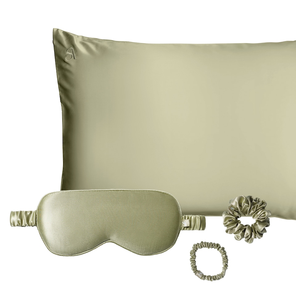 image 1 of Silk Addict 100% Mulberry Silk Gift Set - Olive Green