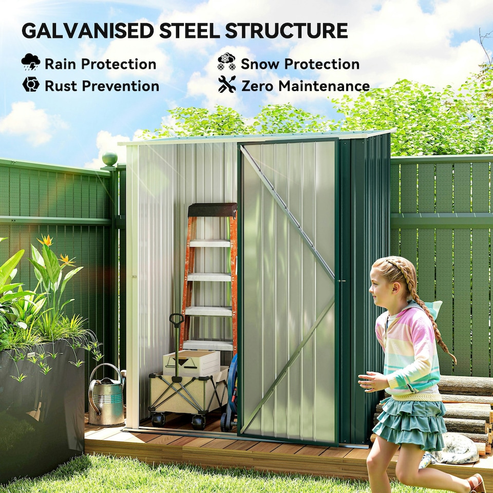 image 1 of Outsunny Outdoor Storage Shed w/ Lockable Door for Garden, Brown
