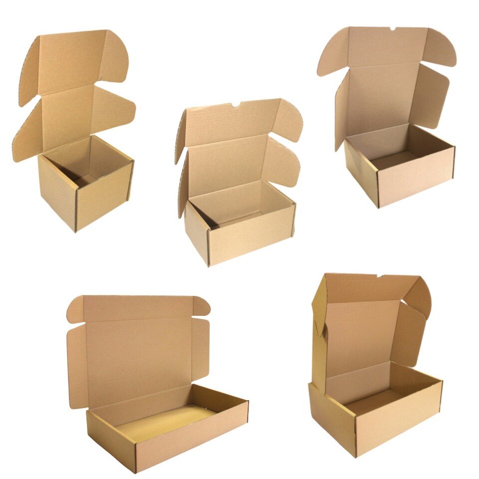 image 1 of 100 x Brown Die Cut Boxes 15 x 12 x 2.5" (381x304x63mm) Folding Postal Shipping Cartons Brown