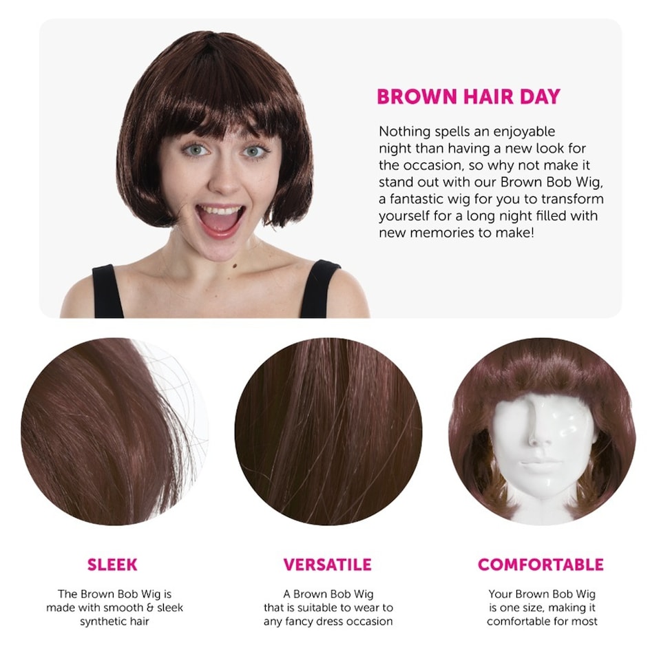 image 1 of Brown Bob Wig | Brown | 6