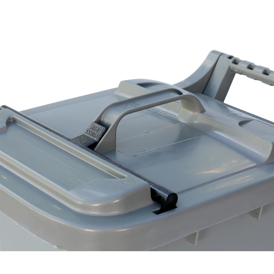 image 1 of Kerbside Compost Caddy with Locking Lid - Silver - for Food Waste Recycling (23 Litre) - Plastic Bin with Composting Guide