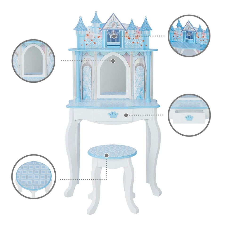image 1 of Teamson Kids Dreamland Castle Vanity and Chair Playset