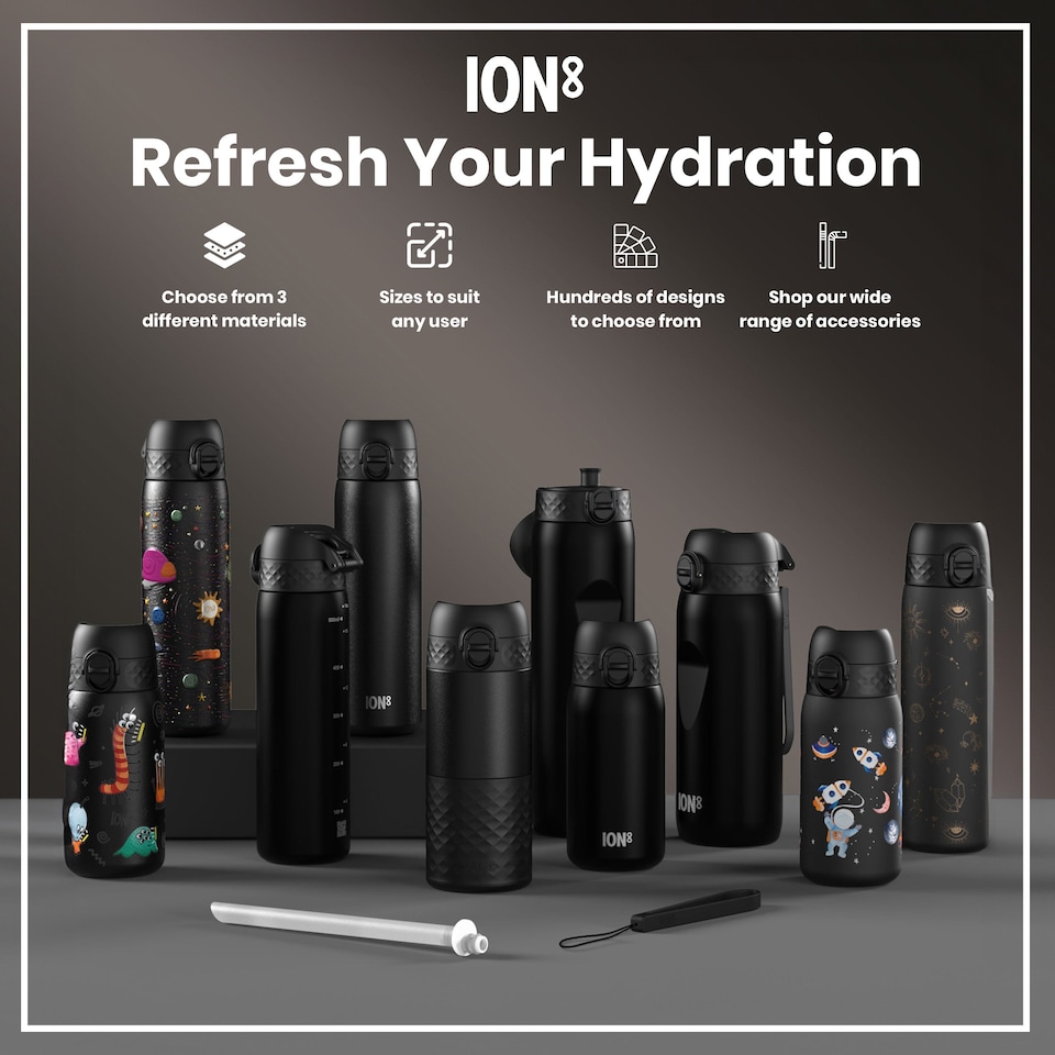 image 1 of Leak Proof 1 Litre Water Bottle, BPA Free, 1000ml (32oz) | Black | Black | 1L