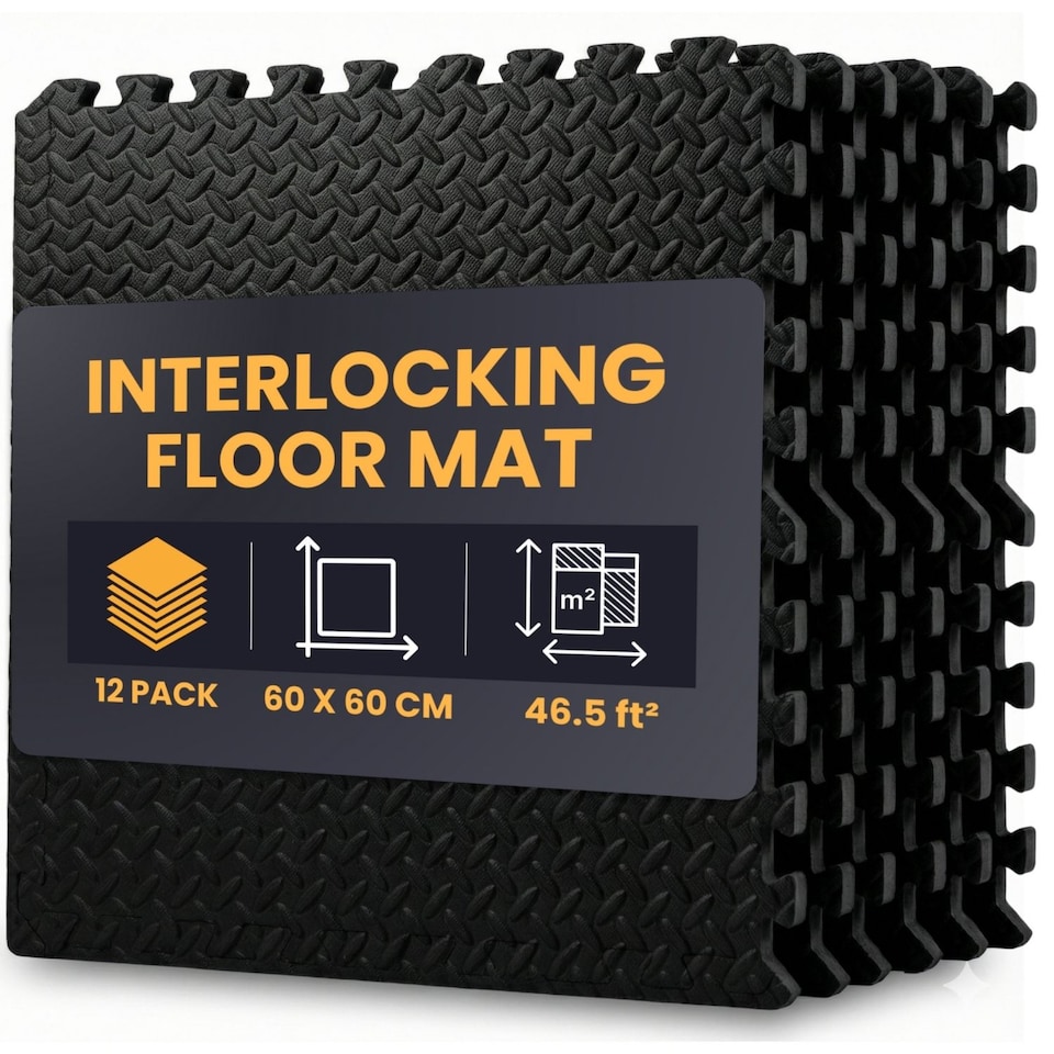 image 1 of Soft Interlocking Floor Mats Set - Non-Slip Foam Tiles EVA Puzzle Mats for Gym, Garage, Home Workout, Playroom, or Office