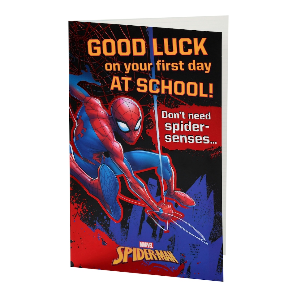 image 1 of First Day of New School/Good Luck Card for Him/Boy | Marvel Spider-Man Design